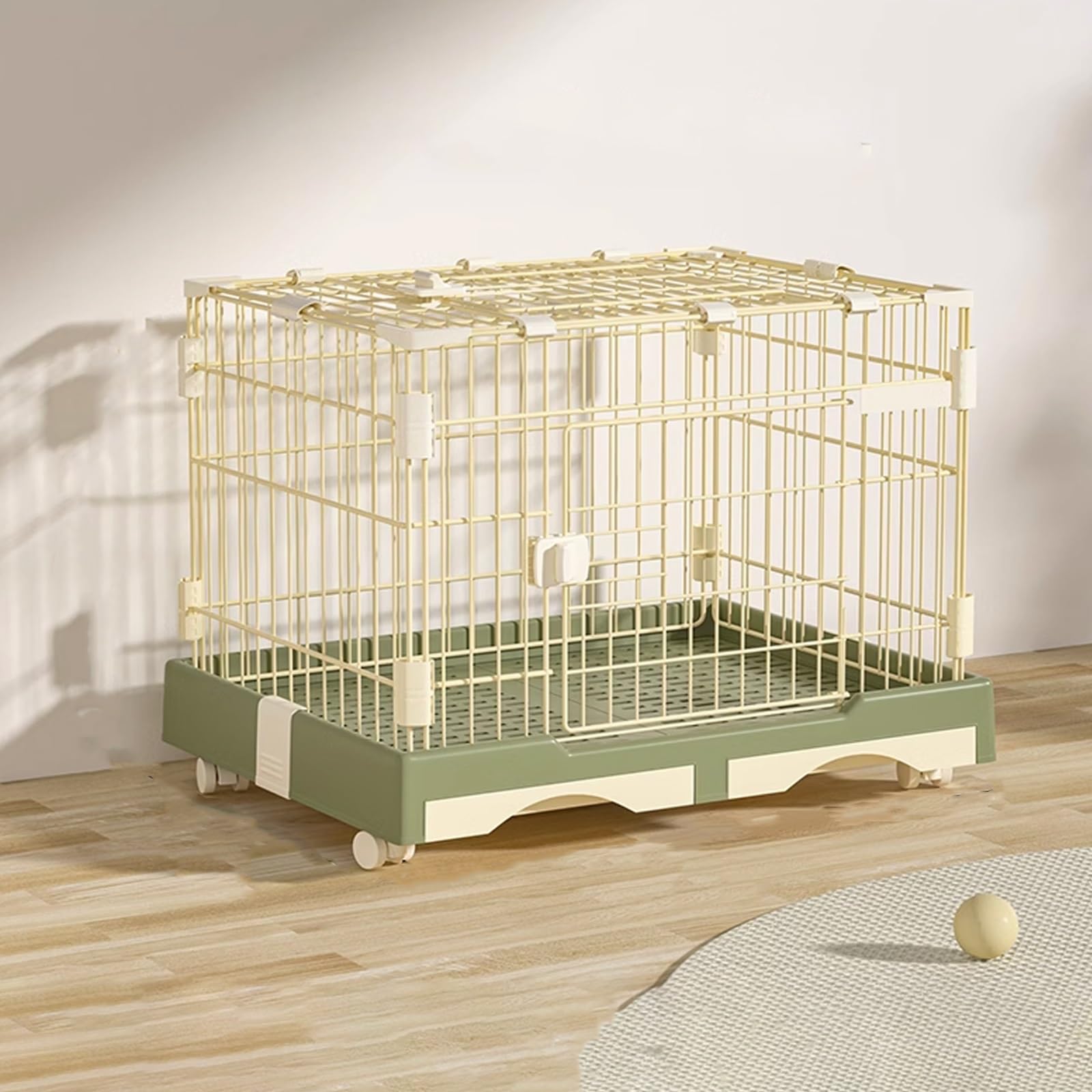 Jaula para Conejos Grandes Interior Acero Al Carbono Jaula Conejos con Ruedas con Bandeja Extraíble, Casa Conejo con Tragaluz for Animales Pequeños(Green,72 * 47 * 55cm)