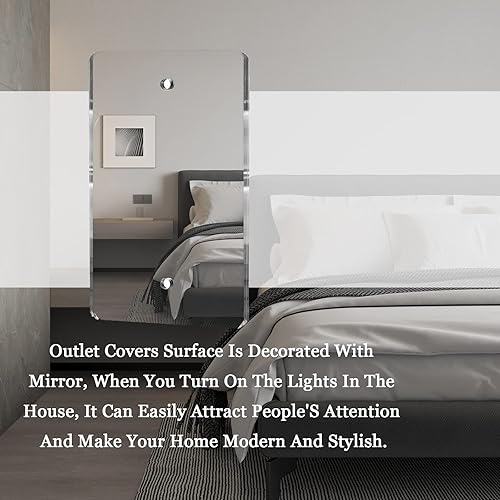 Miniatura 34 de Placas de interruptor de luz de espejo, cubiertas de salida de placa de pared duradera, placas de interruptor de espejo de acrílico y cubiertas