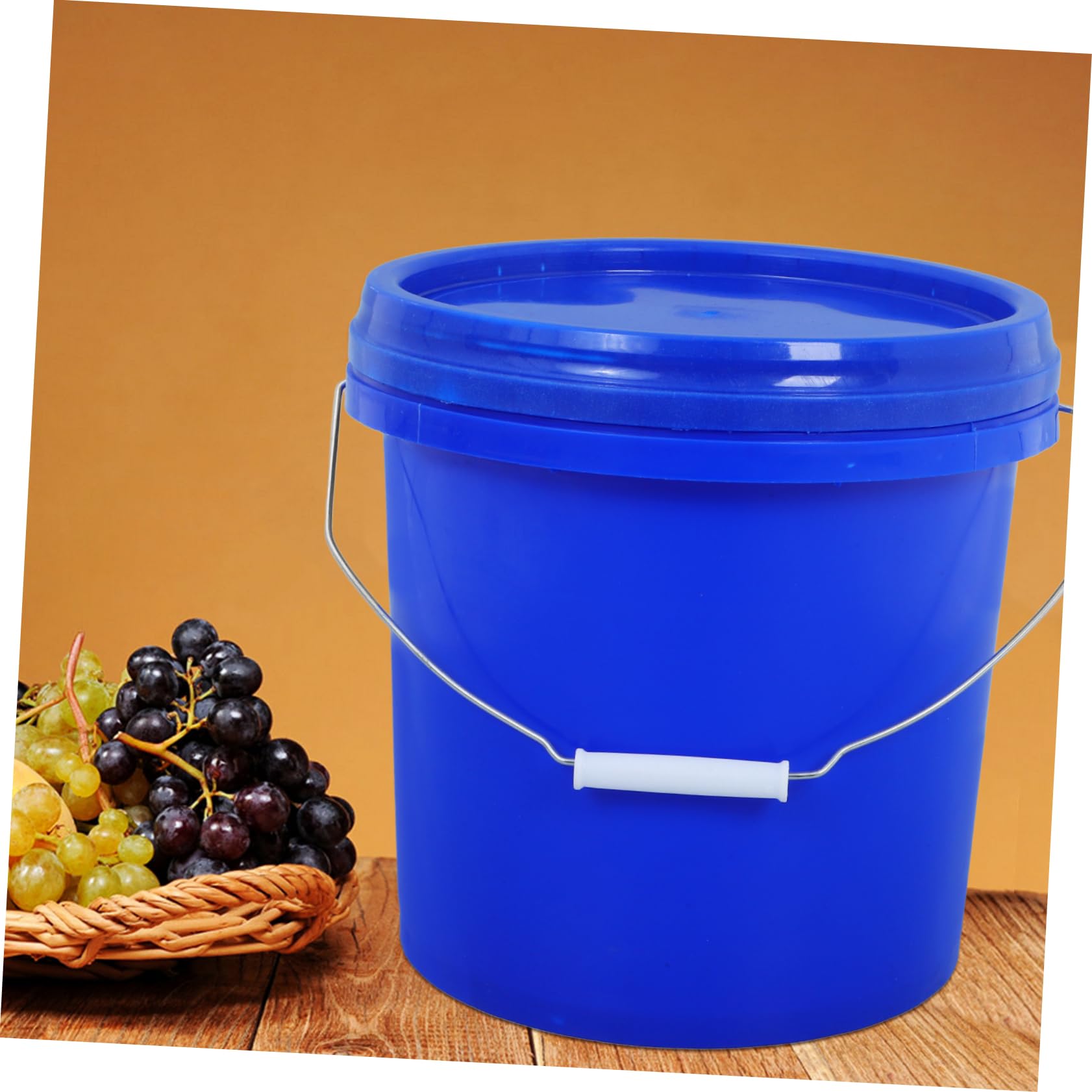 Secchio di Plastica Sigillato Blu 10l con Coperchio per Alimenti