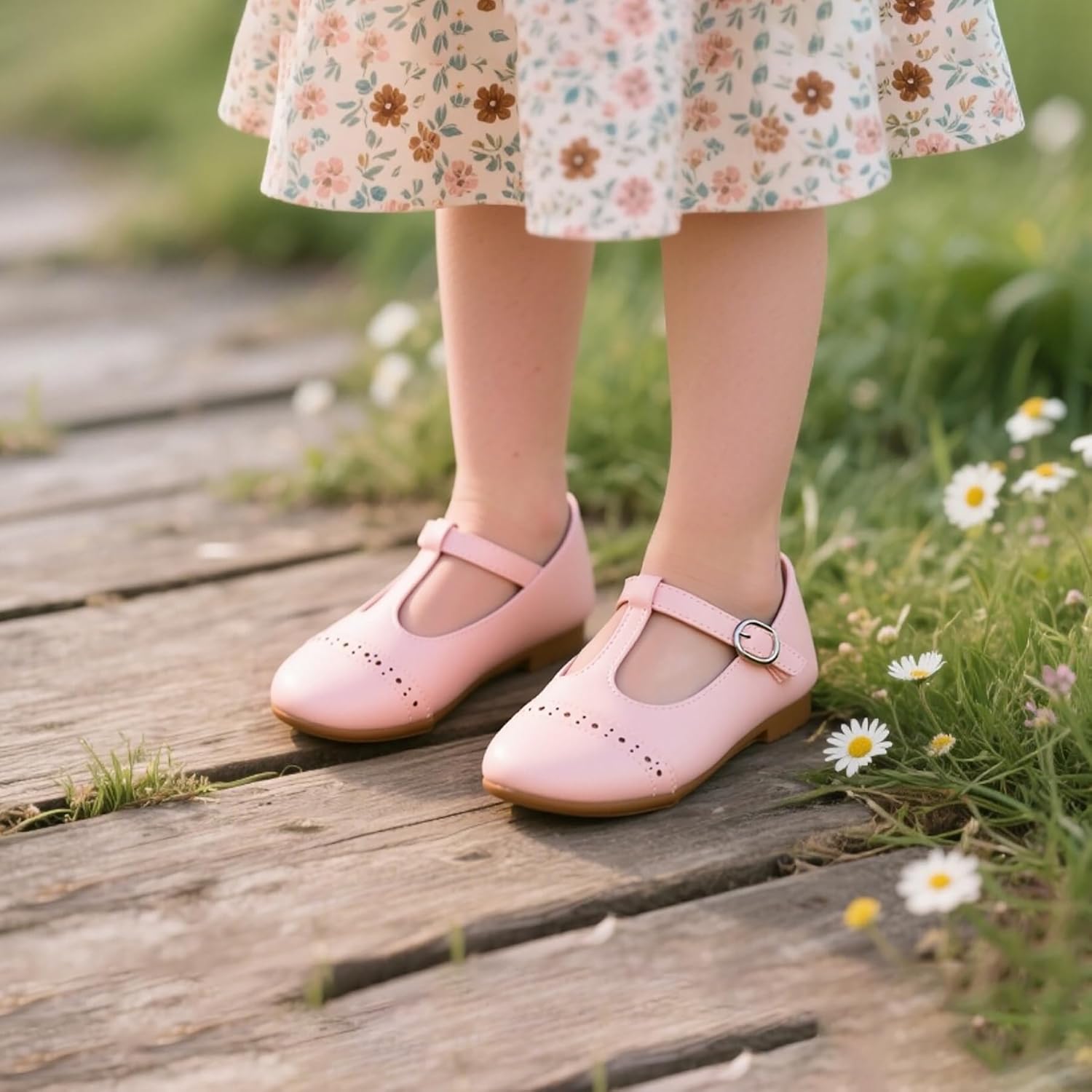 THEE BRON Girls T-Strap Shoes | Square Toe for Wide Feet | Party & Dress Toddler Kid - Image 3