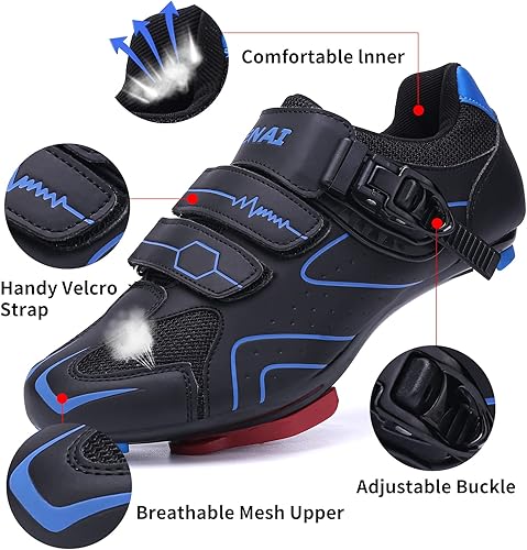 Vista 3 de GENAI Zapatos de ciclismo para hombre y mujer, zapatos de ciclismo incluidos tacos (juego de combinación) compatibles con Lock SPDSPD-SL
