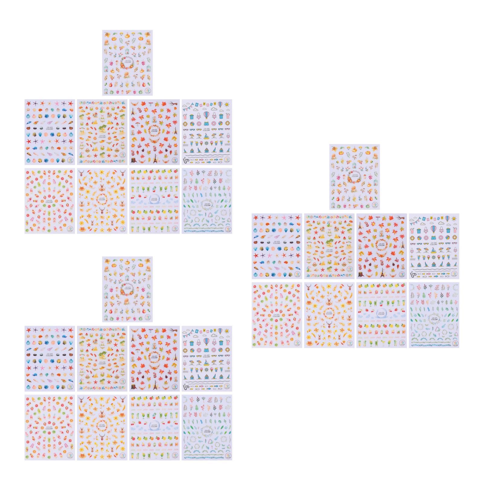 PACKOVE 3 set Decorazione Adesivi Per Unghie Adesivi Per Unghie Alla Moda Per ie Fai Da Te Decalcomanie Per ie Creative Per Nail Art Con Foglie 9 fogli*3