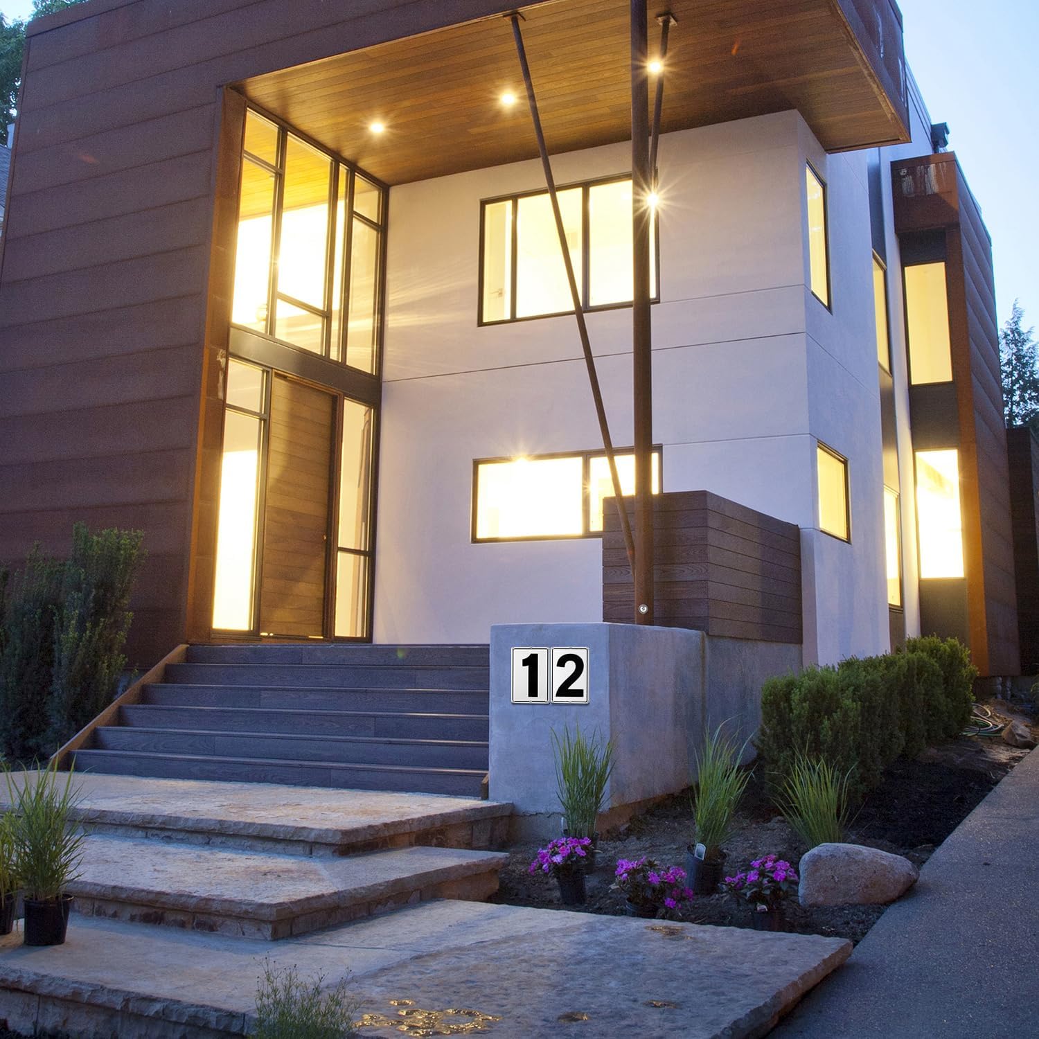 Kichwit Metal House Numbers Address Sign Reflective Aluminum Mailbox Number, 10 x 7 Inches, Number 4