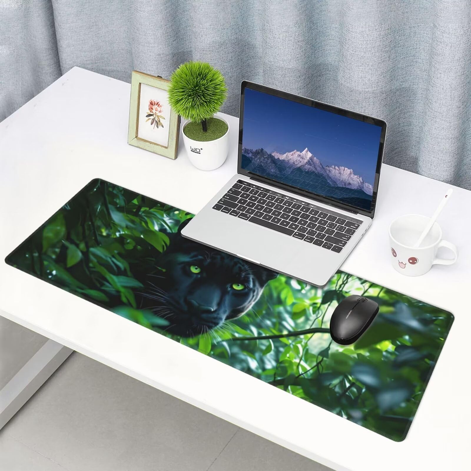 Tappetino Mouse, Tappetino Mouse Gaming Grande XXL 1500x800x3mm Tappetino Scrivania Mouse Pad, Base in Gomma Antiscivolo, Bordi Cuciti,Lavabile, Mousepad per Ufficio e Gaming (pantera) R-246
