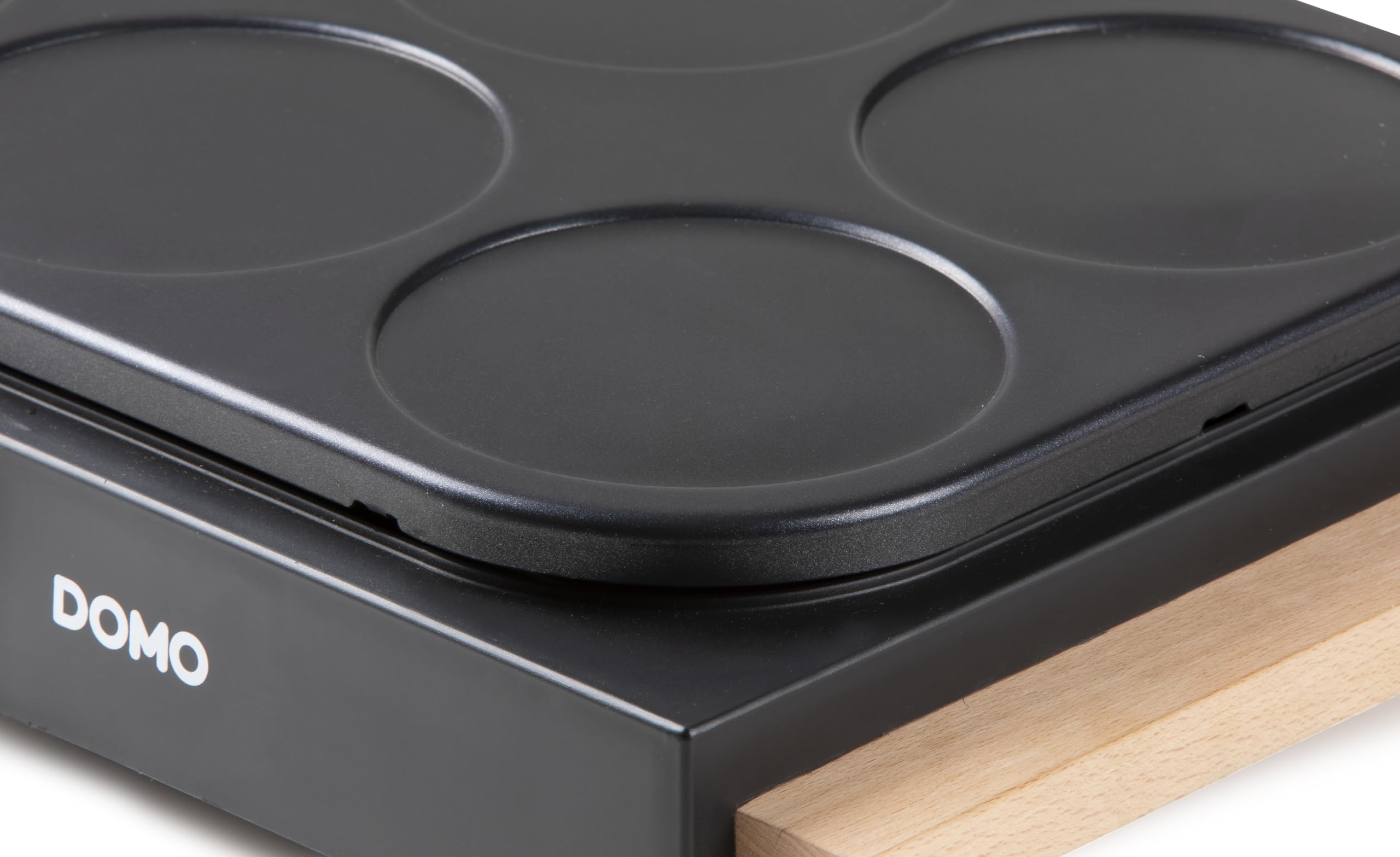 DOMO DO8717P Pancake Maker avec Design en Bois - Crepiere Electrique - Inclusive spatules en bois et louche - 6 P