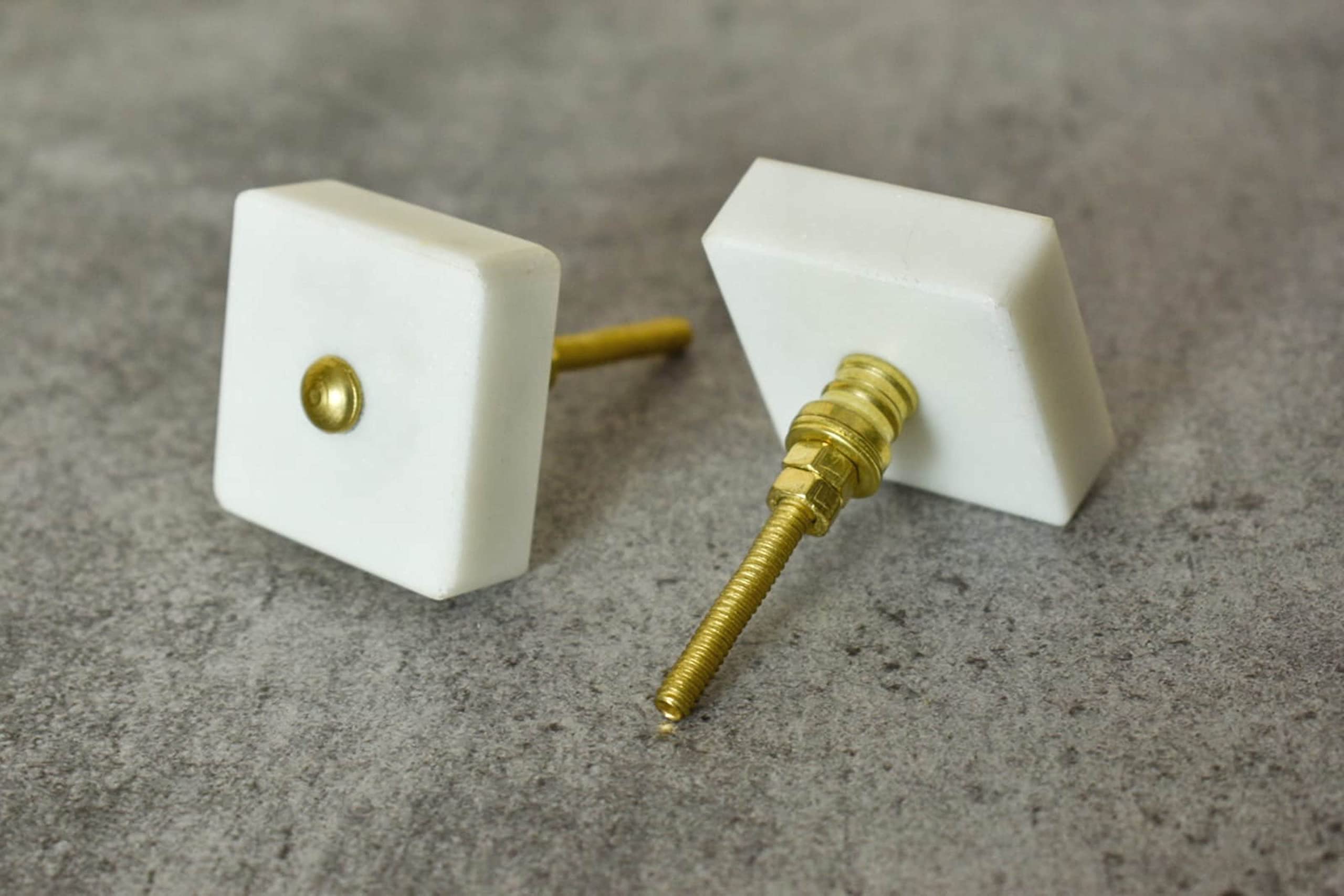 ARTISNO Square Marble Brass Knob, Modern Cabinet Knob, Decorative Hardware, Furniture Hardware, Cabinet Handles - Image 2