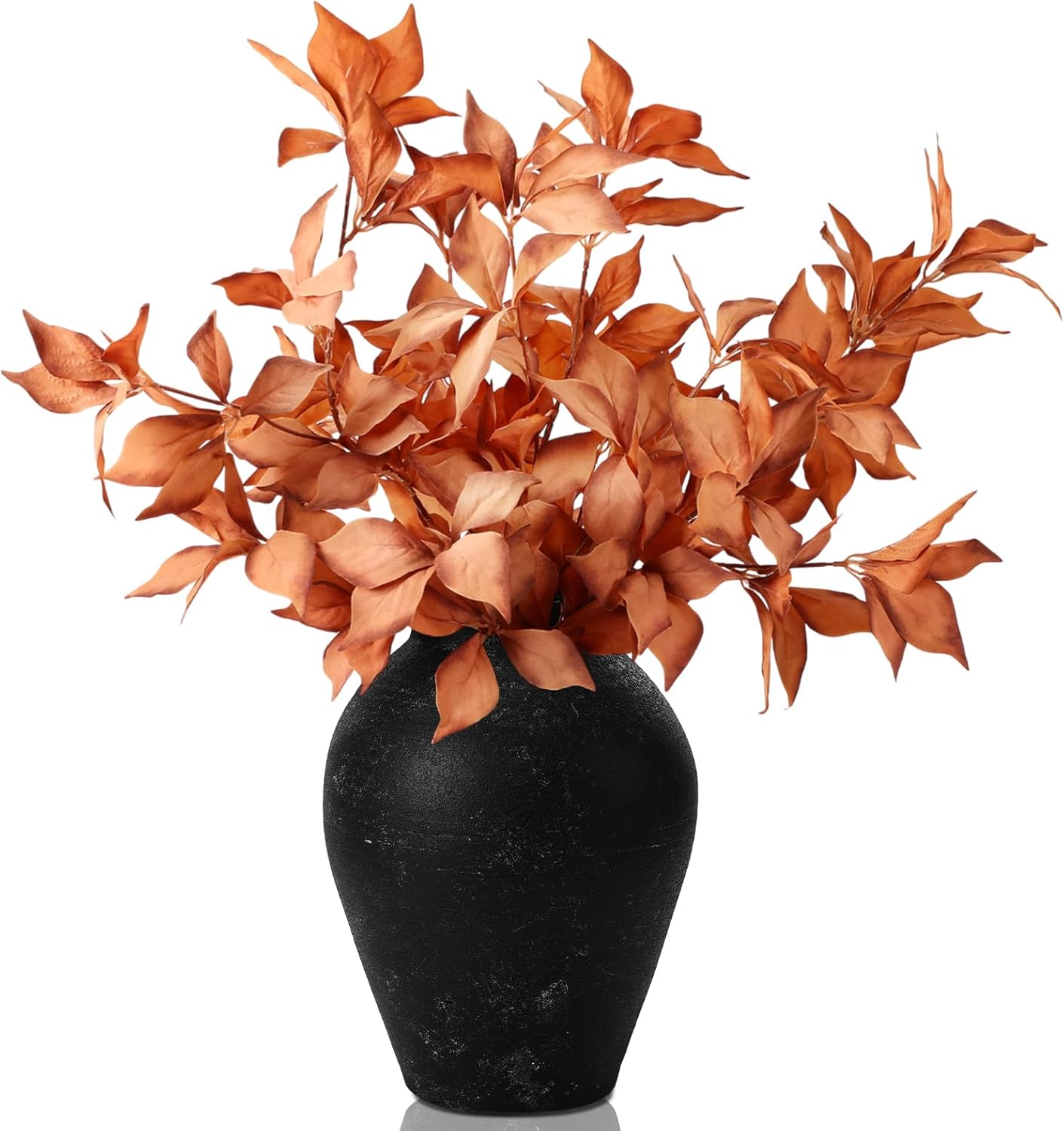 Janinka 33" Fall Artificial Filbert Leaves Stem Autumn Leaves Fake Plant Faux Fall Branches for Vase Table Centerpiece Farmhouse Autumn Festival Thanksgiving Halloween Decor 3 Pcs(Caramel)