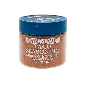 Morton & Bassett Organic Taco Seasoning, 1.1 oz Non-GMO, Salt-Free, Bold and Spicy Blend for Tacos, Burritos & Mexican Dishes