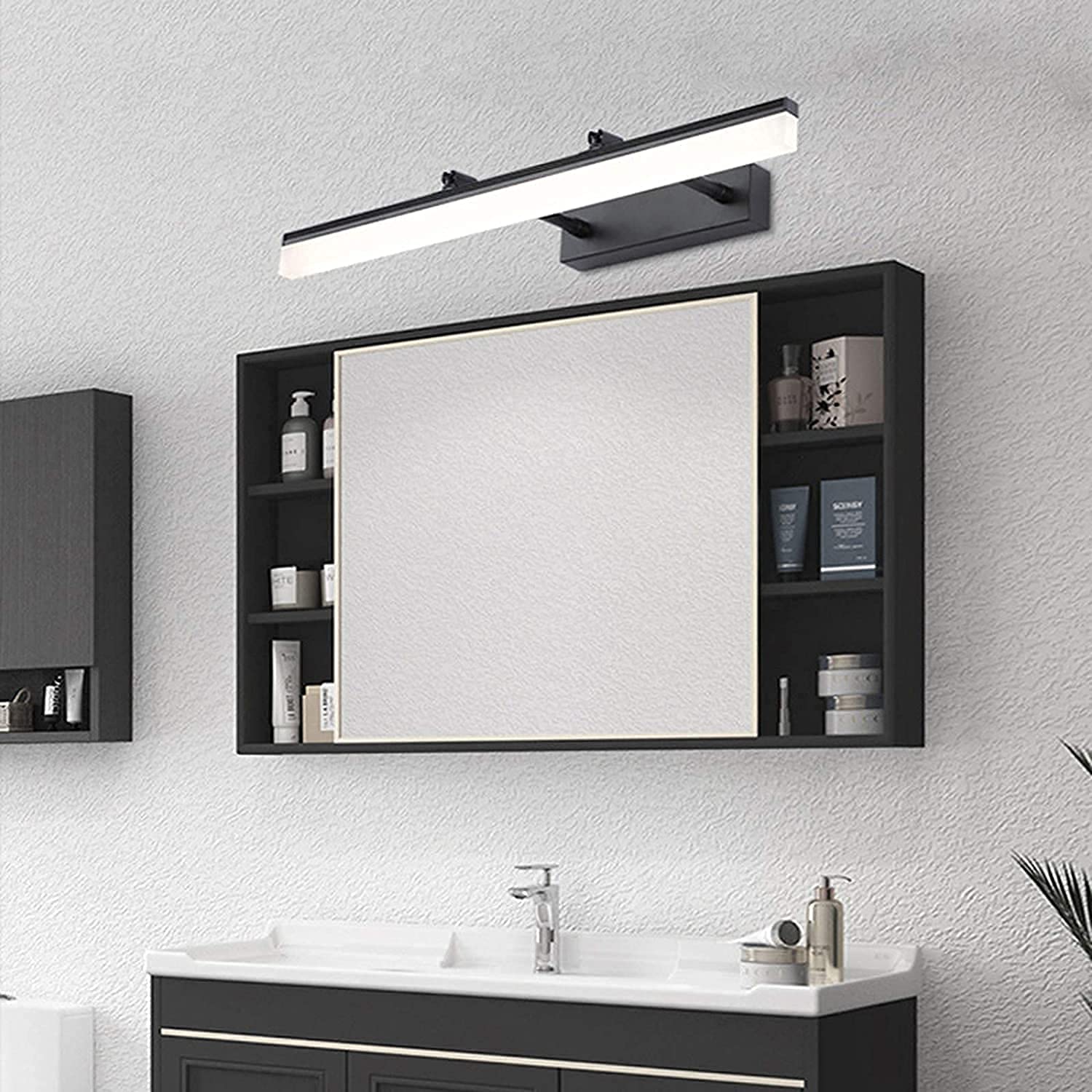 Lámpara de Espejo para baño, luz Regulable, Resistente al Agua, para Armario de baño, lámpara de Espejo Ajustable (Negra, 42 cm)