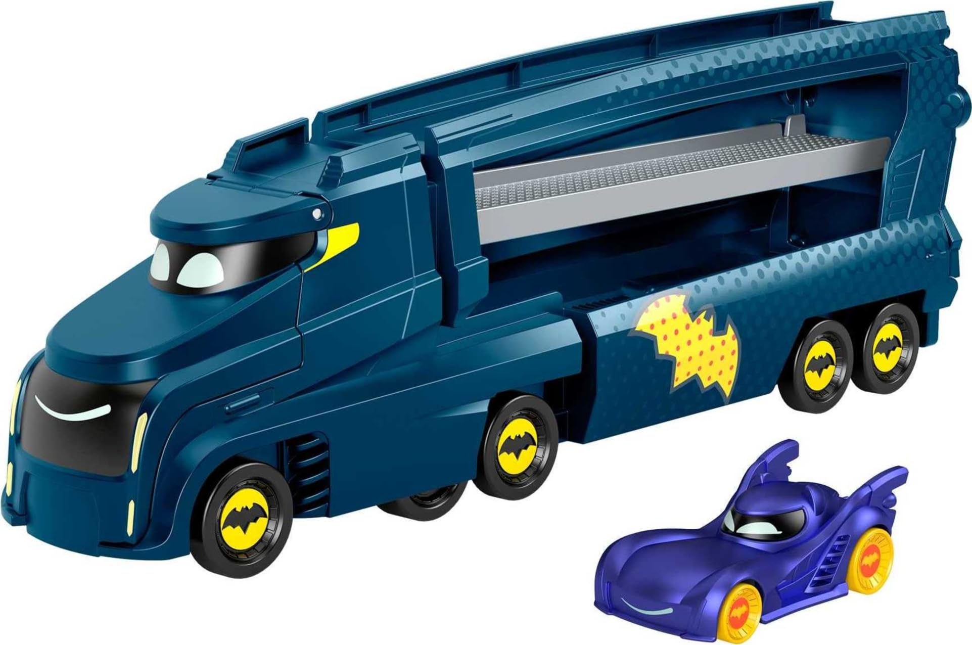 DC Batwheels Toy Hauler and Car, Bat-Big Rig with Ramp and Vehicle Storage