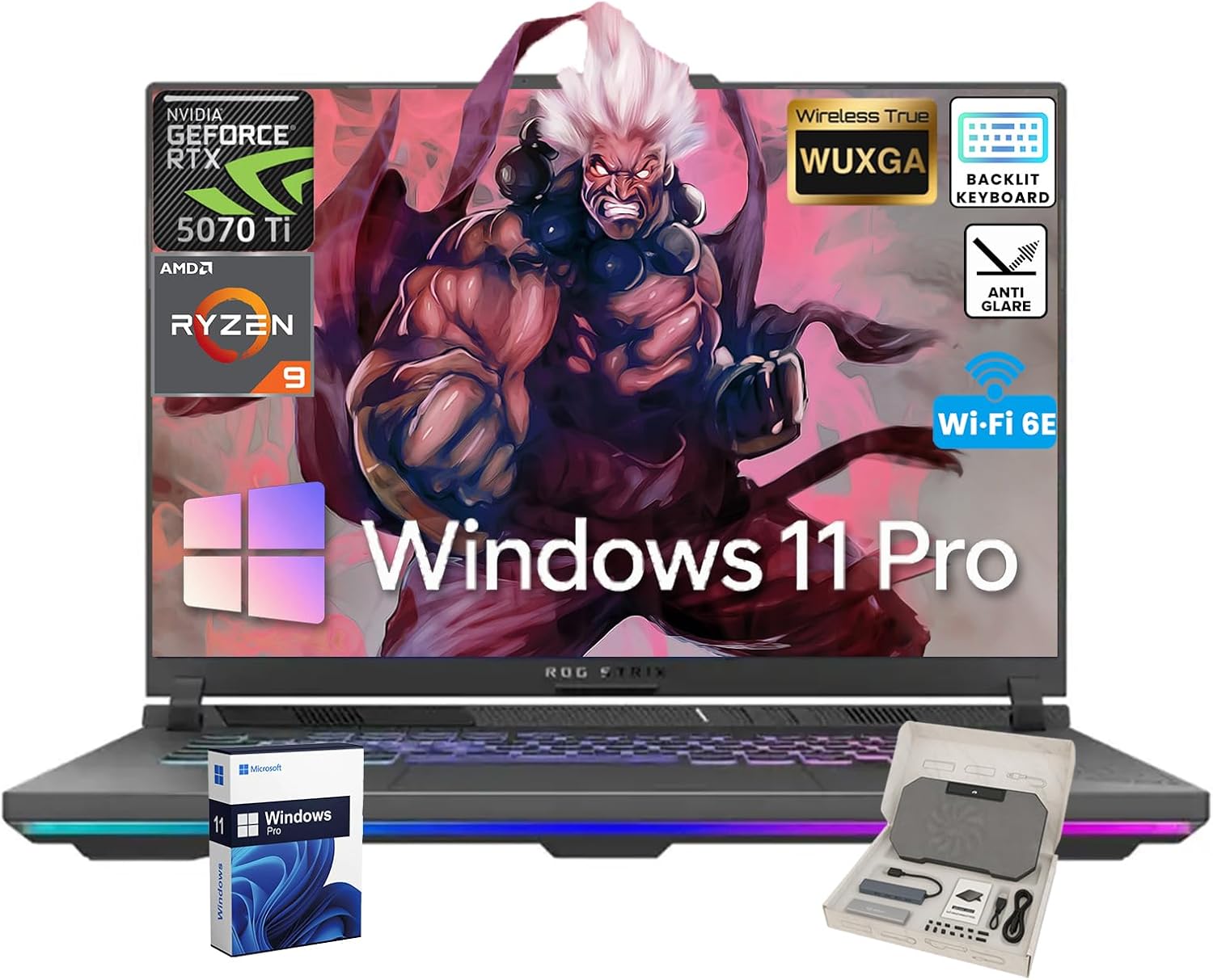 ASUS ROG Strix G16 Gaming Laptop • Dedicated GeForce RTX 5070 Ti • 16’’ WUXGA Anti-Glare Display • AMD Ryzen 9 8940HX• Backlit KB • AI Noise Removal • Win 11 Pro • Accessories • 32GB DDR5+1TB SSD