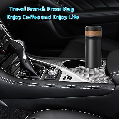 Miniatura 5 de Cafetera de prensa francesa, 10.8 fl oz, acero inoxidable, portátil, caliente y fría, taza de viaje aislada al vacío