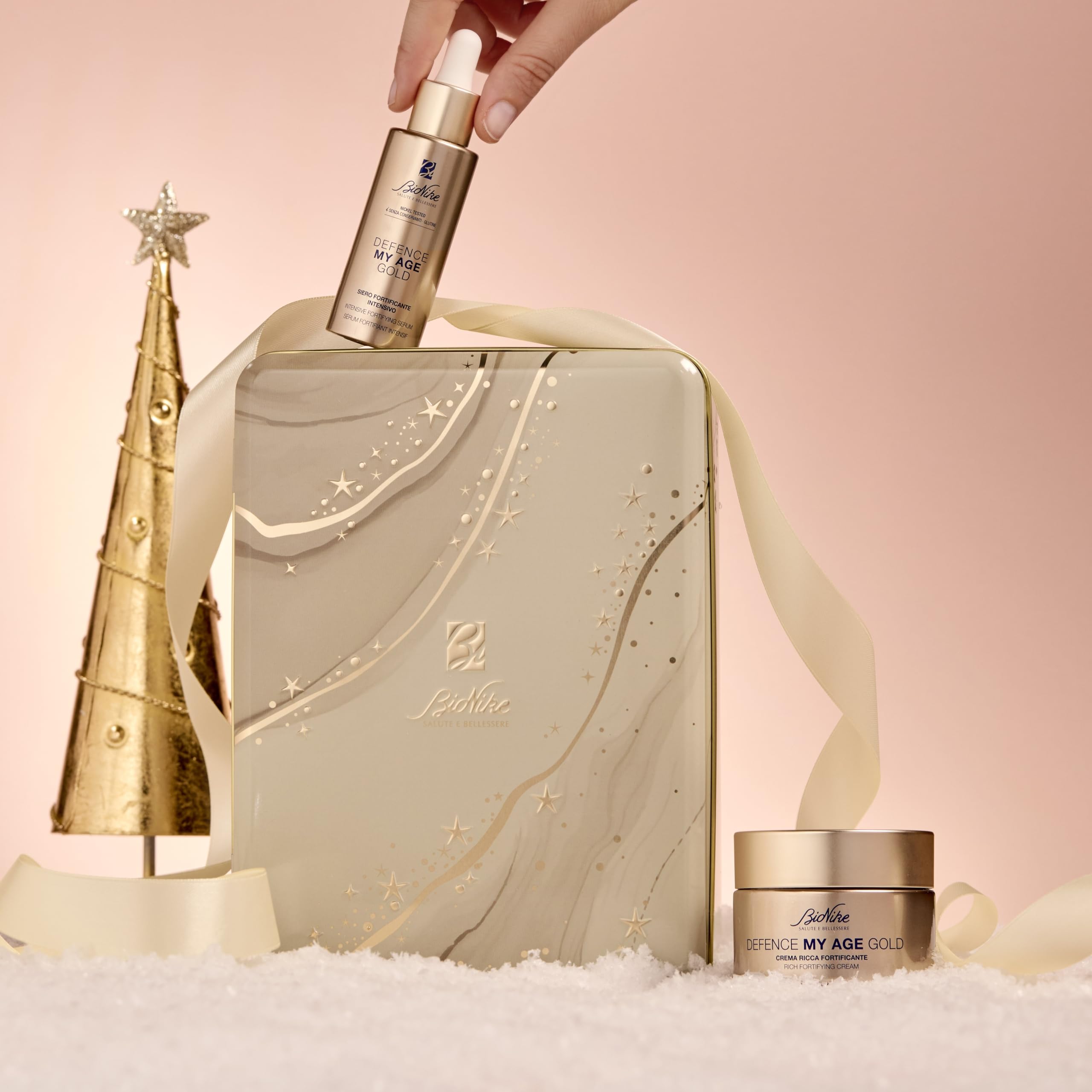 BioNike Defence My Age Gold Weihnachts-Set 2025 - Anti Aging Hautpflege für Reife Haut mit Serum 30ml und Creme 50ml