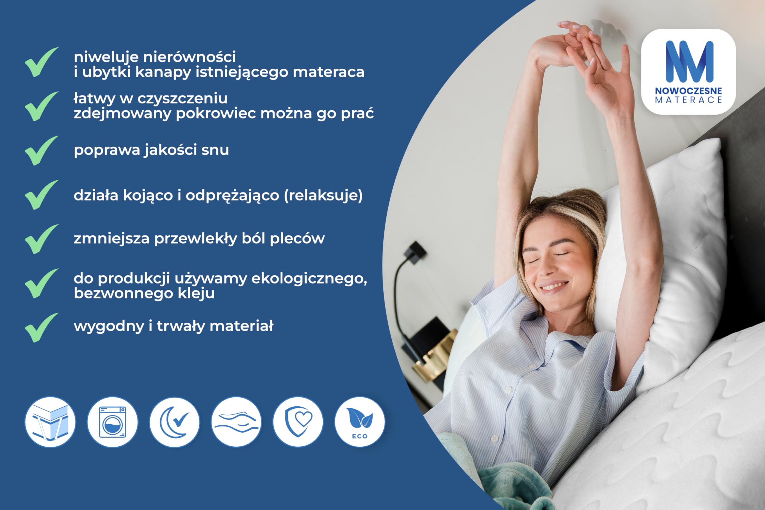 Materac nawierzchniowy 90x200 VISCO 4 nakładka na materac topper miękki 24h