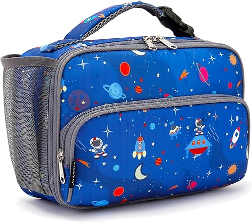 Caja de almuerzo para niños con aislamiento, bolsa suave mini enfriador de regreso a la escuela, kit de bolsa térmica para niñas, niños (mapa)