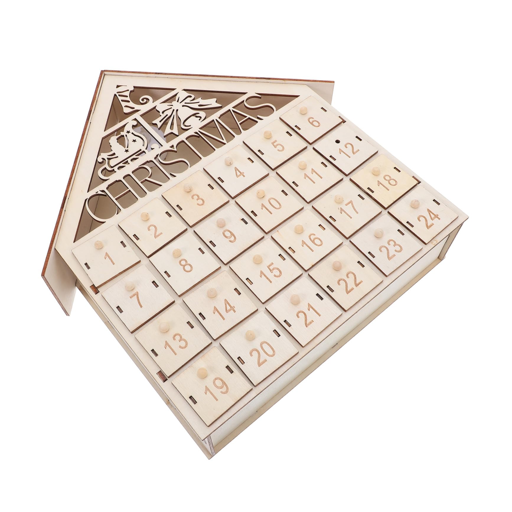 Calendario Avvento LED in Legno Giorni con Cassetti Riutilizzabili Casa Natalizia Illuminata con Luci Calde per Decorazioni Feste e Countdown Famiglia DIY