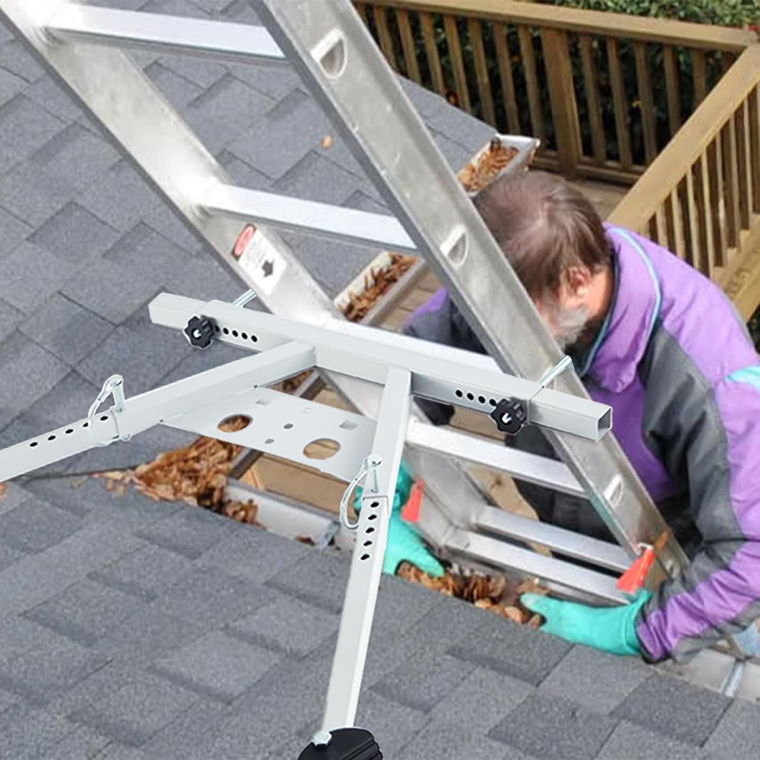 Crochet Echelle de Toit, TOOSOAR Heavy Duty Ladder Stabilizer, Évaluation du Poids de 380 Livres