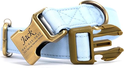 Vista 41 de Collar de perro personalizado con nombre y número de teléfono grabado, collar ajustable personalizado para cachorros, collar de algodón orgánico