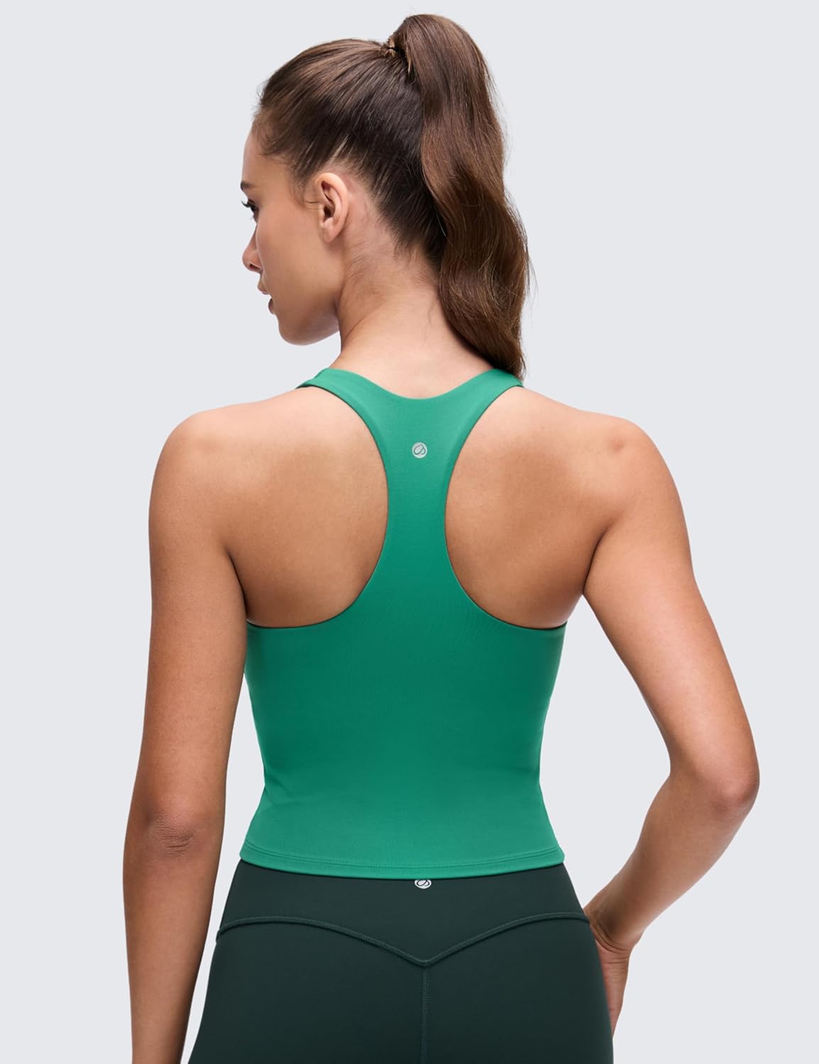 CRZ YOGA Butterluxe V Neck Crop Tank Tops for Women - Racerback Wireless Padded Yoga Longline Sports Bra