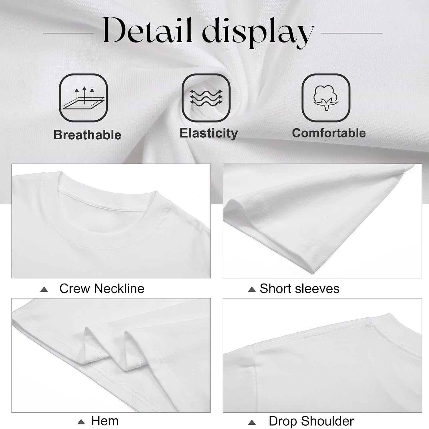 HOTIAN Womens Cotton Crop Tops Crewneck Short Sleeve T Shirts Boxy Loose Fit Tee Basic Summer Clothes 2026
