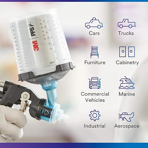 Miniatura 6 de 3M PPS 20 - Kit de inicio del sistema de pistola de pintura con copa tapas y forros 26172 22 onzas filtro de 200 micras uso para automóviles muebles