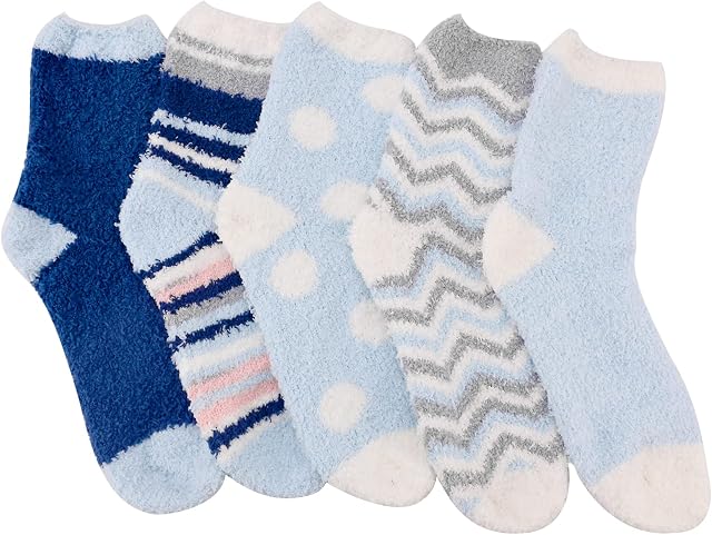 Hileyu 5 Pairs Fleece Socks for Women,Bed Socks Fleece Bed Socks for Women Fluffy Socks Warm Thick Soft Socks Cozy Home Slipper Bed Ladies Socks Christmas Stocking Stuffer Comfy Gift