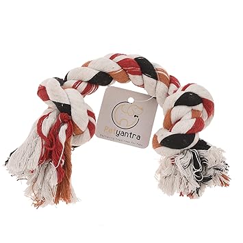 Petyantra Cotton Rope Dog Chew Toy for Medium to Adult Dogs Long - Extra Durable Indestructible Dog Toy for Aggressive Chewers and Large Dog Breeds (2 Knot Small)