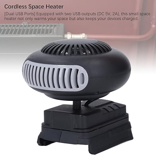 Miniatura 8 de Marhynchus Calentador de espacio inalámbrico alimentado por batería, calentador portátil con 2 engranajes de temperatura, ángulo ajustable de 360