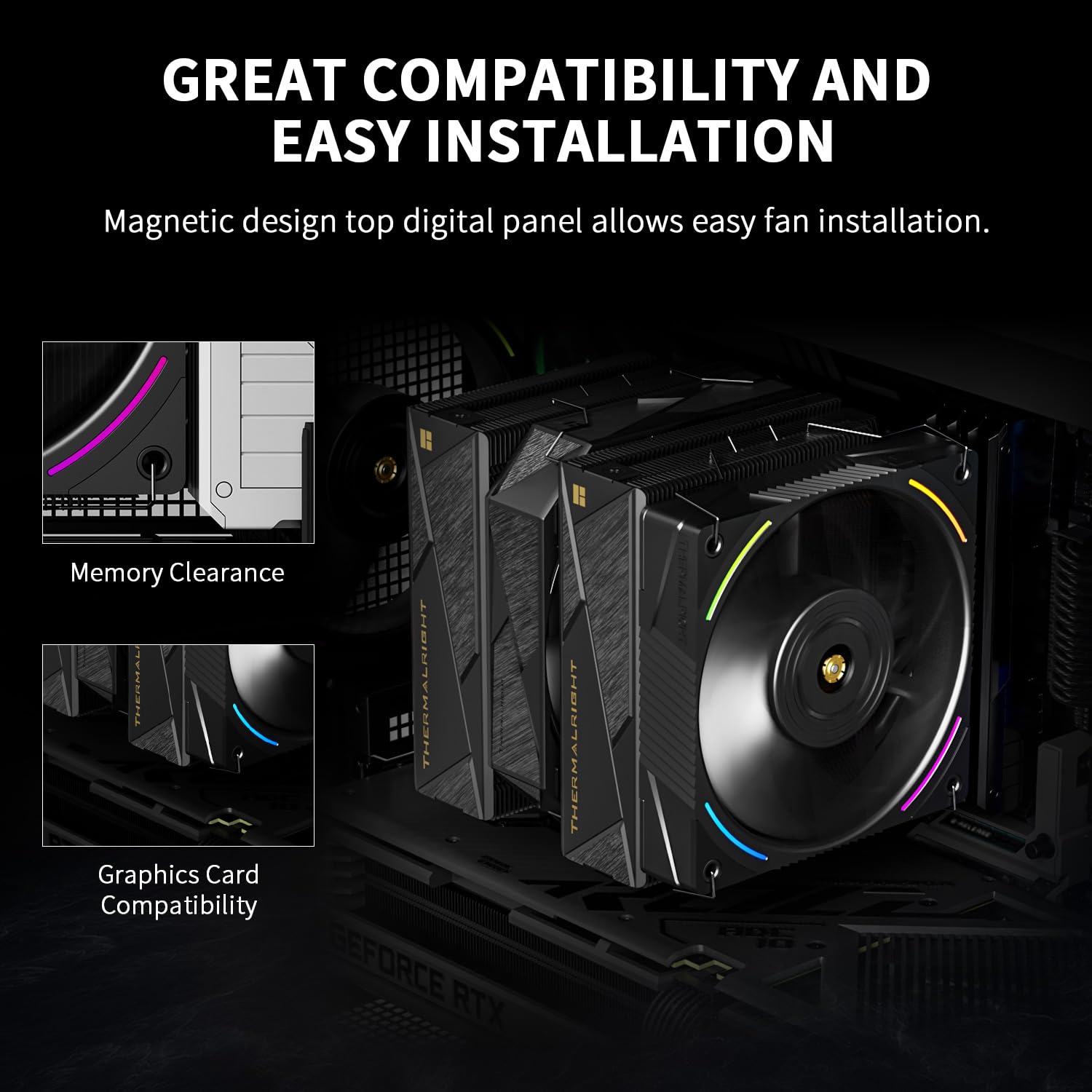 Thermalright Royal Pretor 130 Ultra Black - Enfriador de aire para CPU, 7 tubos de calor, doble torre, cubierta superior cepillada, para Intel lga1700/1851/2011/115X, AM5, ventiladores PWM dobles
