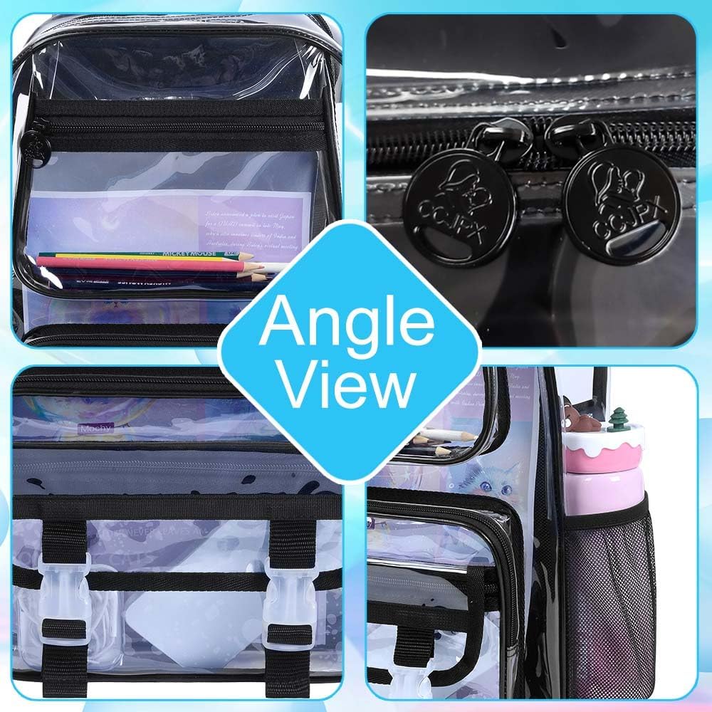 KLFVB Clear Backpack, Heavy Duty Transparent Bookbag, See Through Sequin Backpacks - Image 5