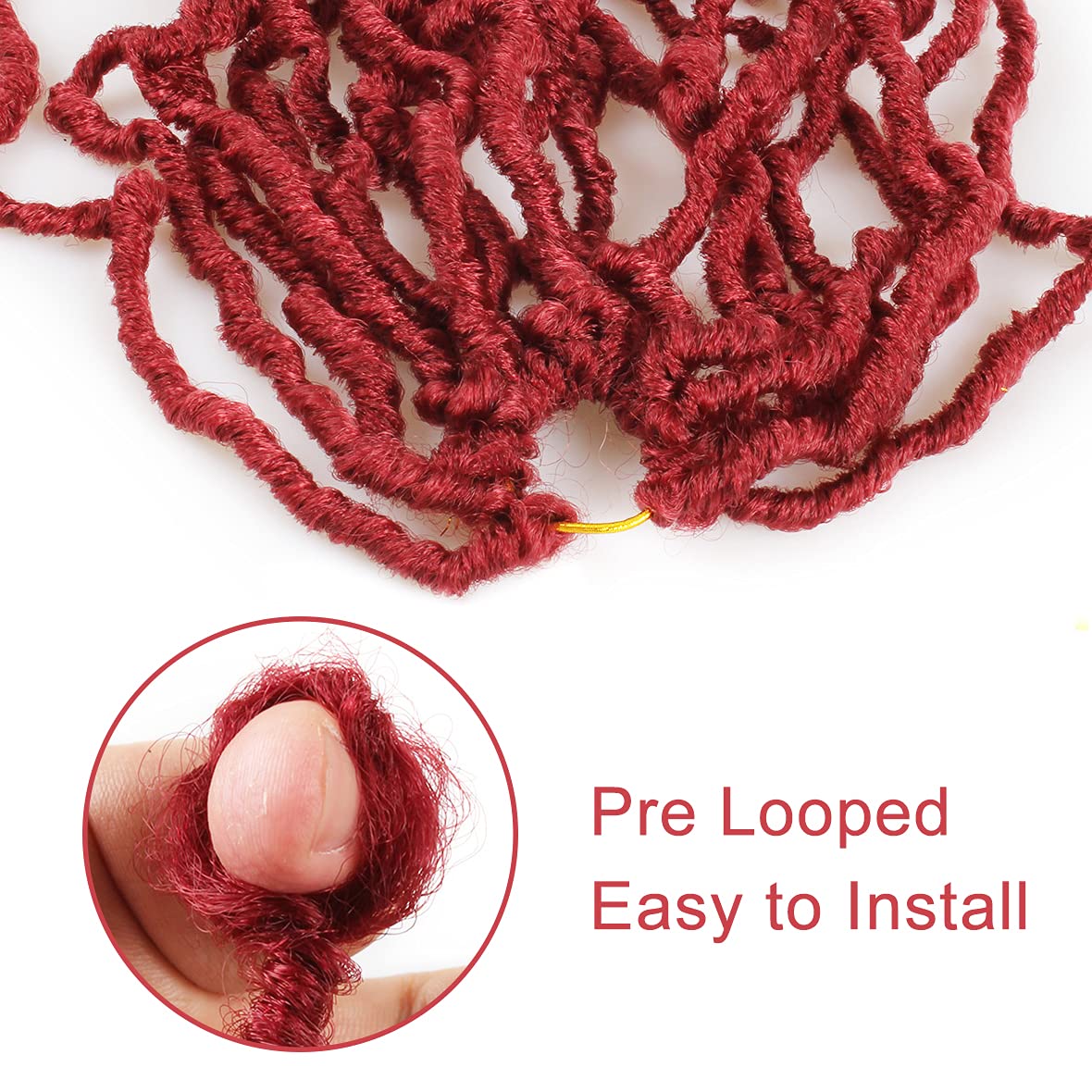 Leeven 7 Packs 30 Inch Burgundy Faux Locs Crochet Braids Pre Looped Natural Butterfly Soft Locs Crochet Hair Long Boho Goddess Locs Curly Wavy Synthetic Hair for Black Women #BUG