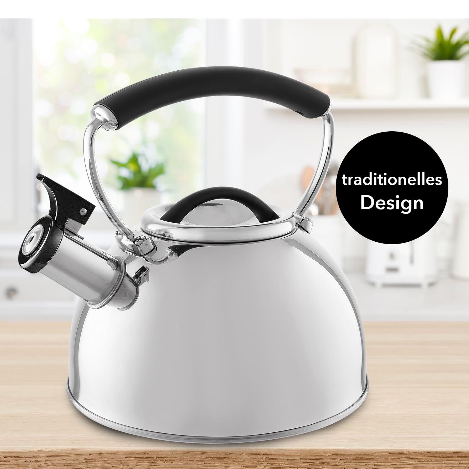 Florina Induction Kettle, Whistling Kettle, wszystko do różnych rodzajów kuchenek, 2,3 l, kuchenka ze stali nierdzewnej z uchwytem chłodzącym dotykowym, do herbaty i kawy, kuchenek szklanych lub