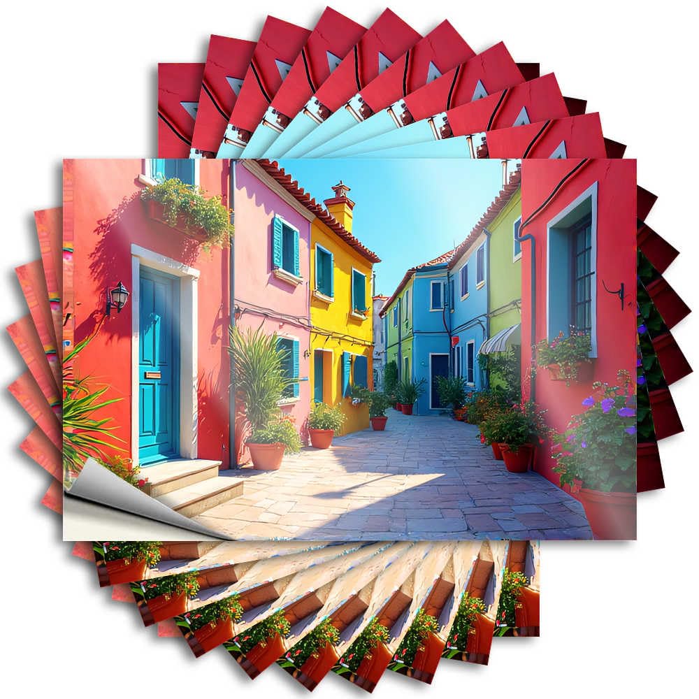 Bathroom Accessories Decor, Lettering Sticker Funny Window Quote Stickers, Snarky No Residue Decals for Luggage | Checkered Party Favor Custom Colorful Streets of Burano: A(12X18CM)