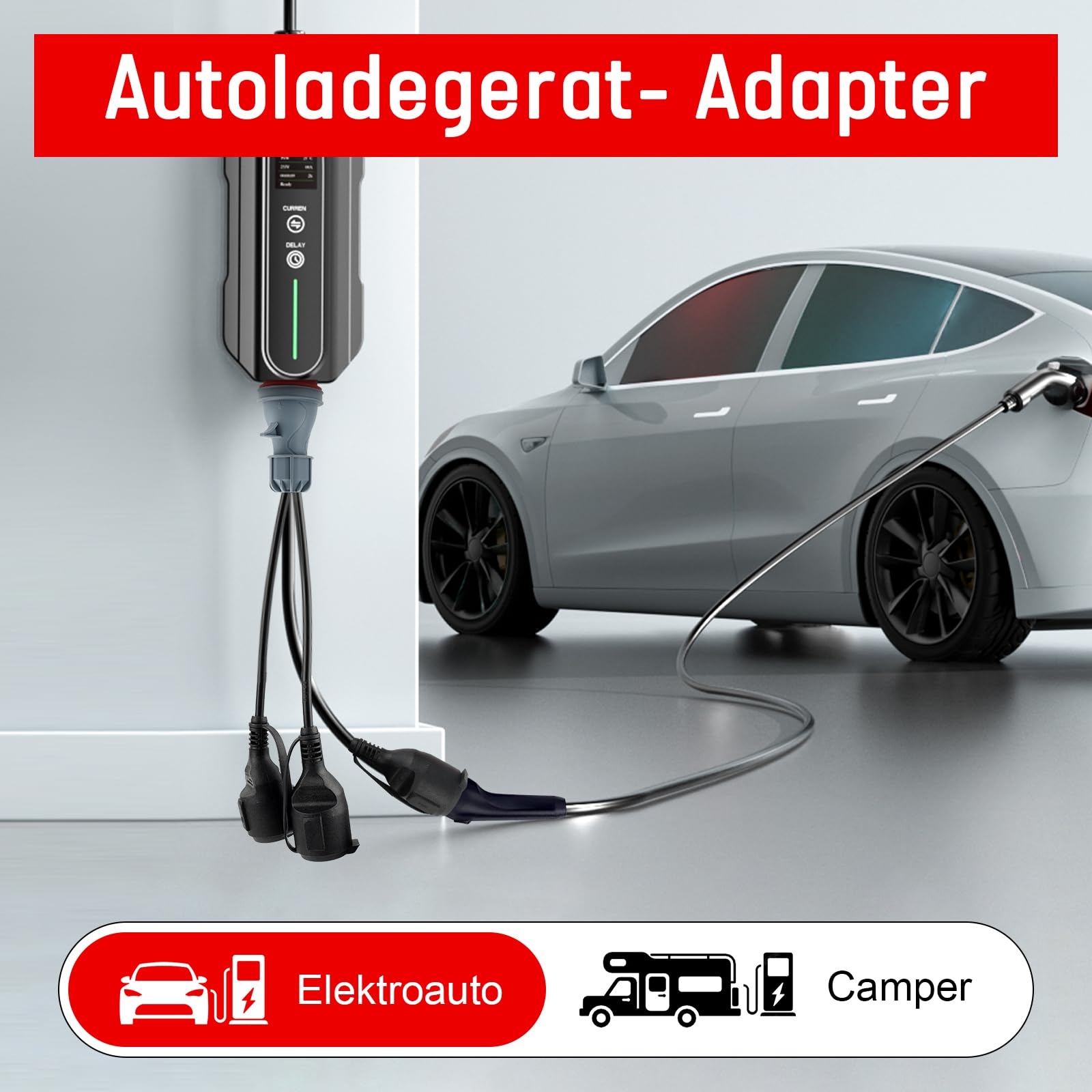 Adaptateur CEE - Répartiteur de courant fort - 400 V - 16 A - Fiche vers 3 x 230 V - Câble d'extension de courant fort - Câble adaptateur CEE de camping avec couvercle rabattable et fiche de contact