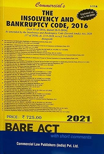 The Insolvency and Bankruptcy Code, 2016 (BARE ACT) - 2020 Edition