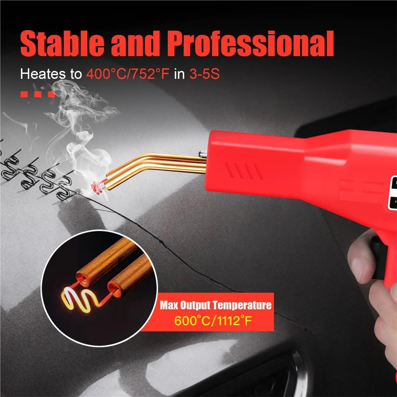 Kit profesional pistola para soldar plásticos: 4 grapas para parachoques coche, y herramientas reparación. Soldadora plástico. Plástico Soldadura Máquina