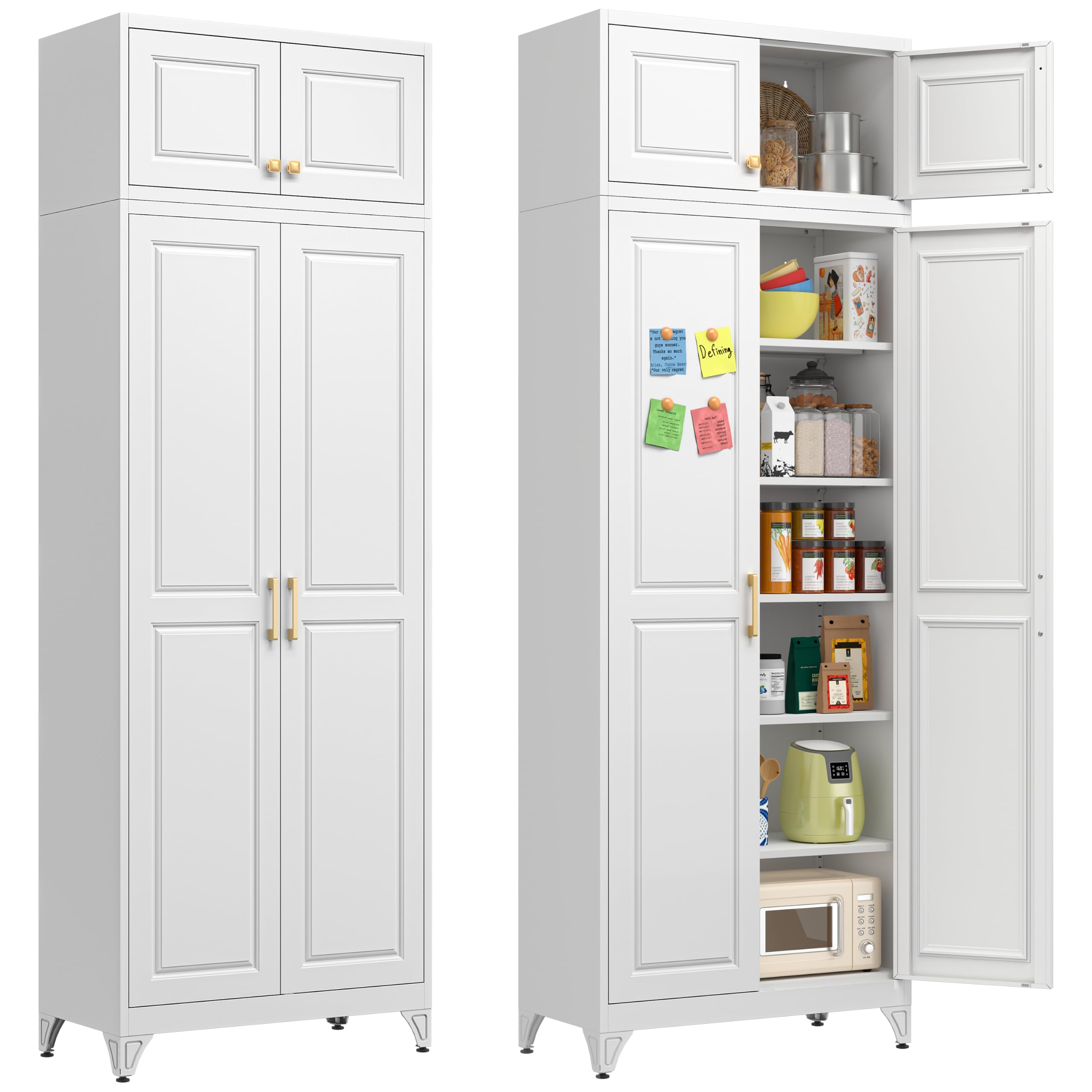 Polup 90" Pantry Cabinet, Tall Metal Storage Cabinet with Doors and Shelves