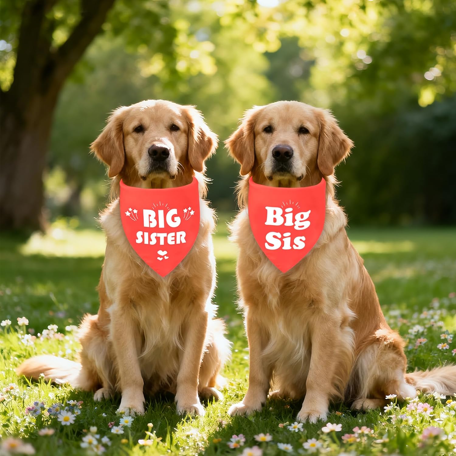 Big Sister Dog Bandana for Medium Dogs, Reversible Red Scarf image 3