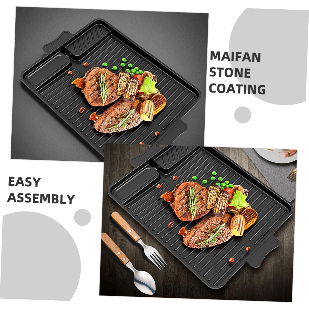 Coreana Piastra in Rettangolare Antiaderente Alluminio Nero Barbecue