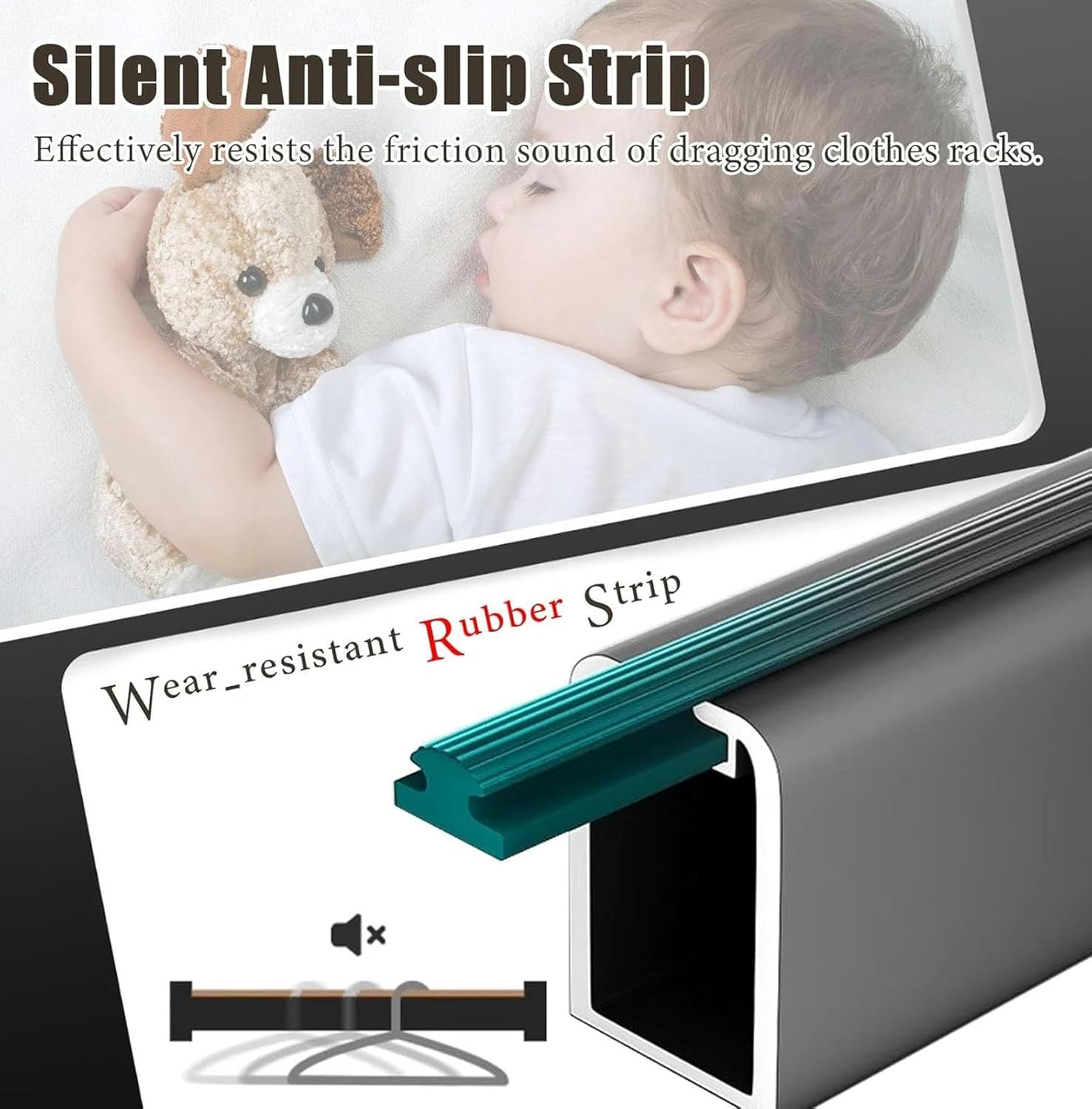 Closet Rod Aluminum Closet Rods Hanger Bar, 30 to 160 Cm Clothing Storage Rail with Silent Strip, Shower Curtain Rods for Wardrobes, Space Saving Closet Pole(140cm(55 1/8))