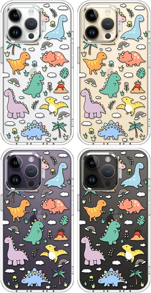 MOSNOVO for iPhone 14 Pro Max Case | Military Grade 6.6ft Drop Tested | Clear with Dinosaur Land Design - Image 3