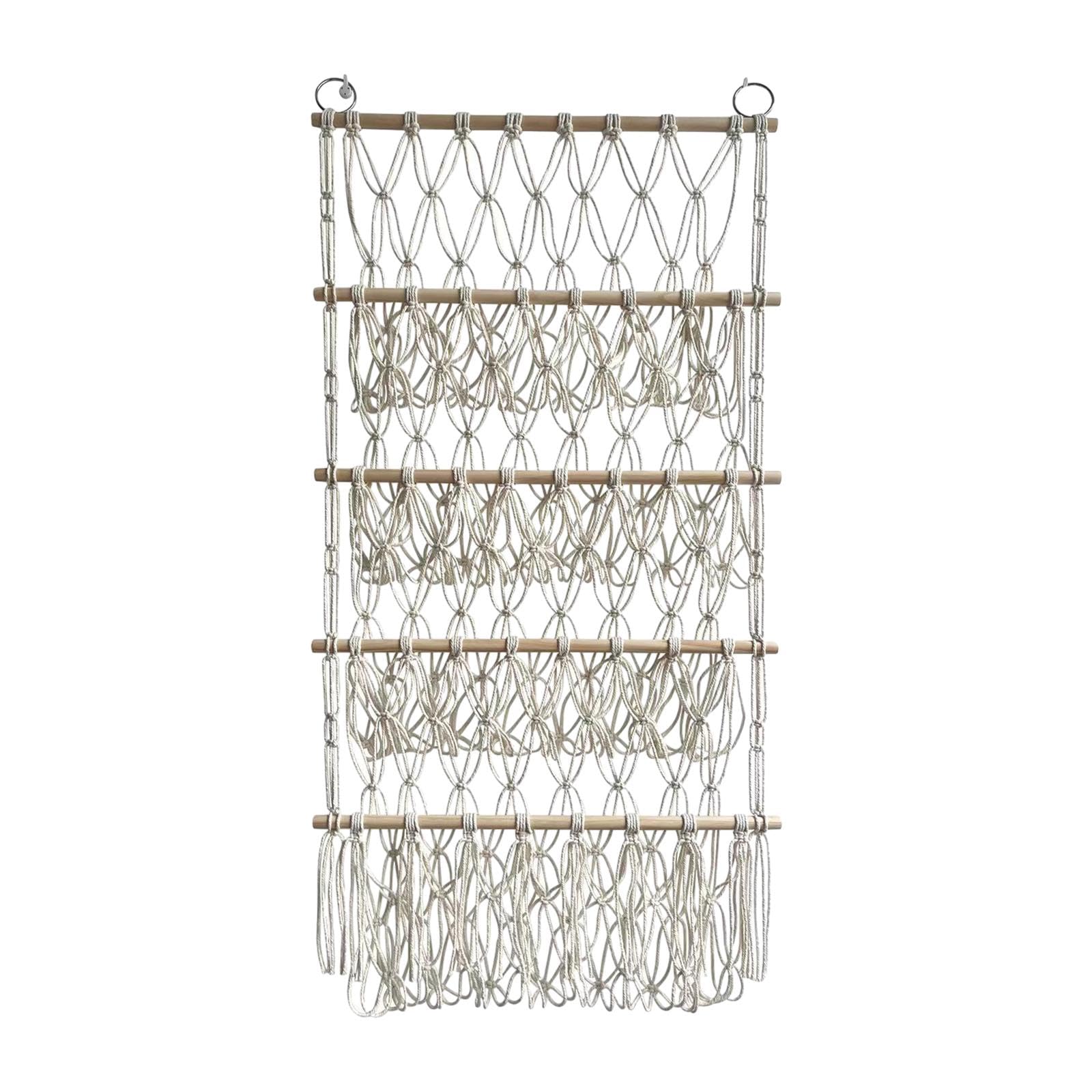 F Fityle Animal relleno red para juguetes hamaca colgante de pared organizador baño guardería niños almacenamiento de juguetes de peluche macramé bohemio para, beige