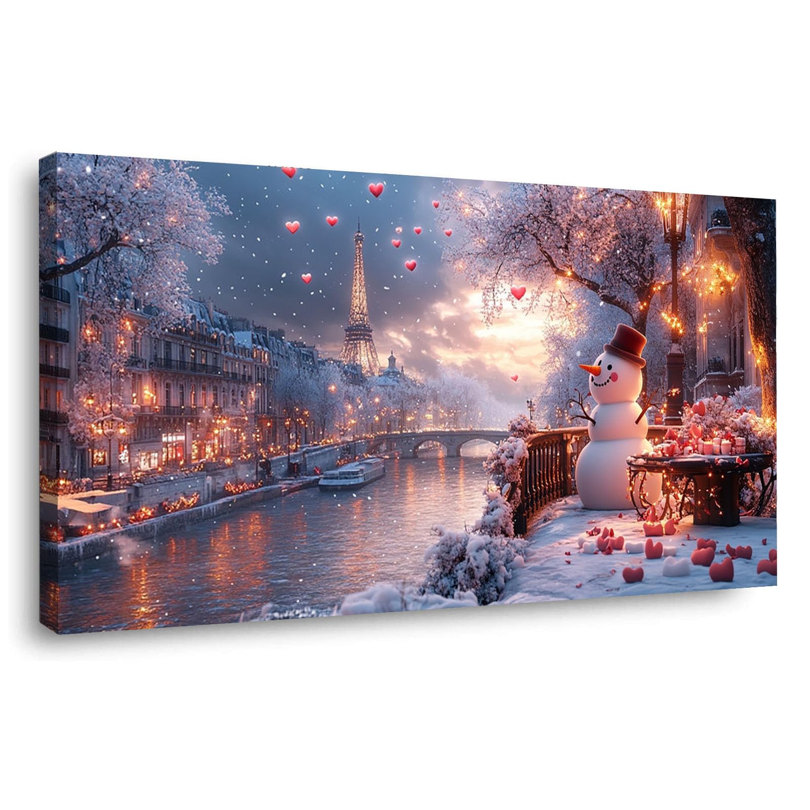 AMXBZC Nowoczesne obrazy krajobraz śliczny bałwan dekoracja salonu, sypialni, łazienki, kuchni, biura, jadalni, baru obrazów(czerwone)-50 x 100 cm oprawione
