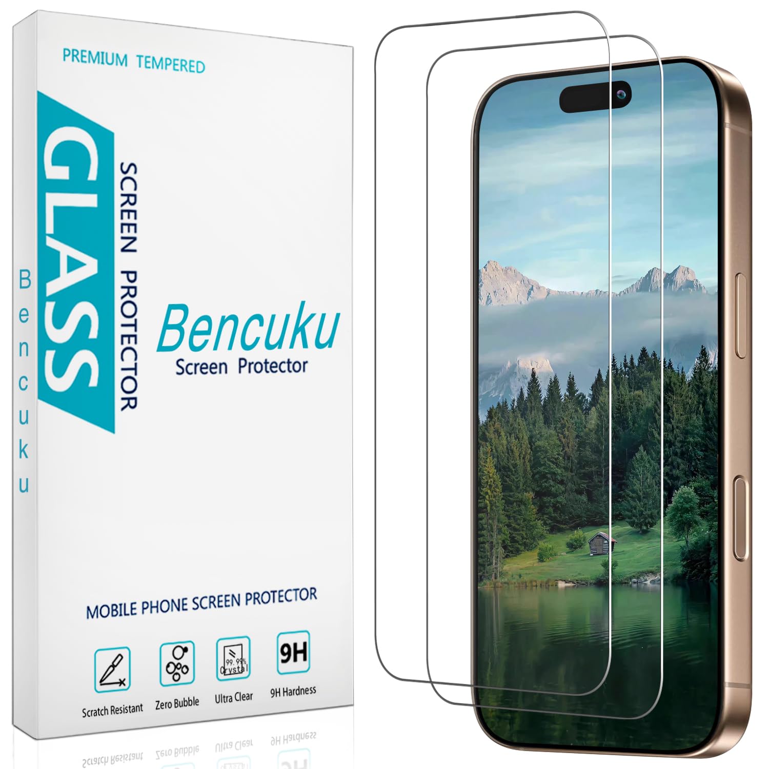 Photo 1 of Bencuku (2 Pack) Designed for iPhone 17 Pro 6.3 Inch Tempered Glass Screen Protector, Full Coverage, Anti Scratch, Bubble Free