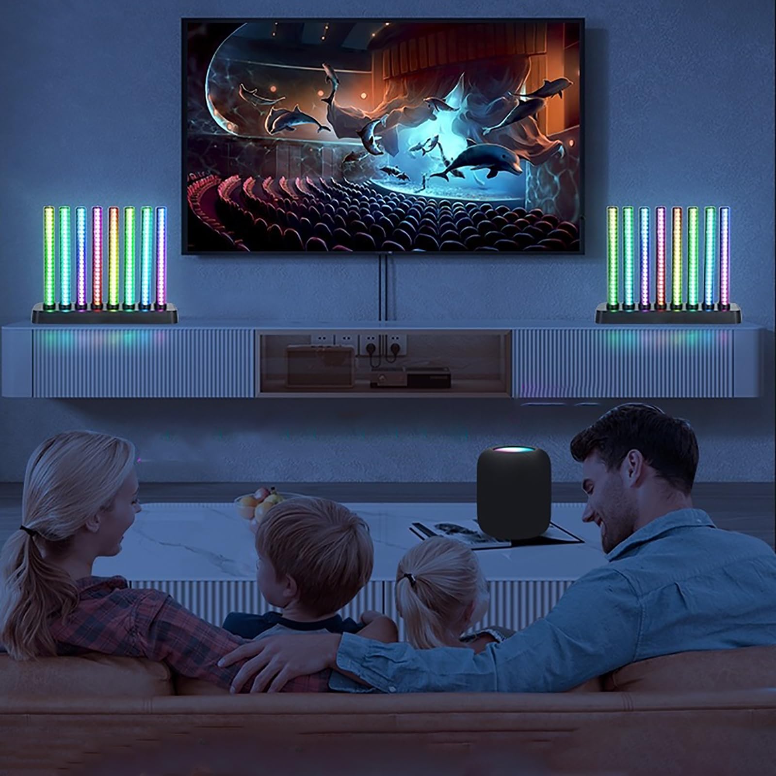Światło do rozpoznawania rytmu muzyki z 8 lampami Nixie, 200 pełnokolorowych diod LED, 3 tryby dynamiczne, regulacja jasności, zasilanie USB, do dekoracji domu lub pokoju gier