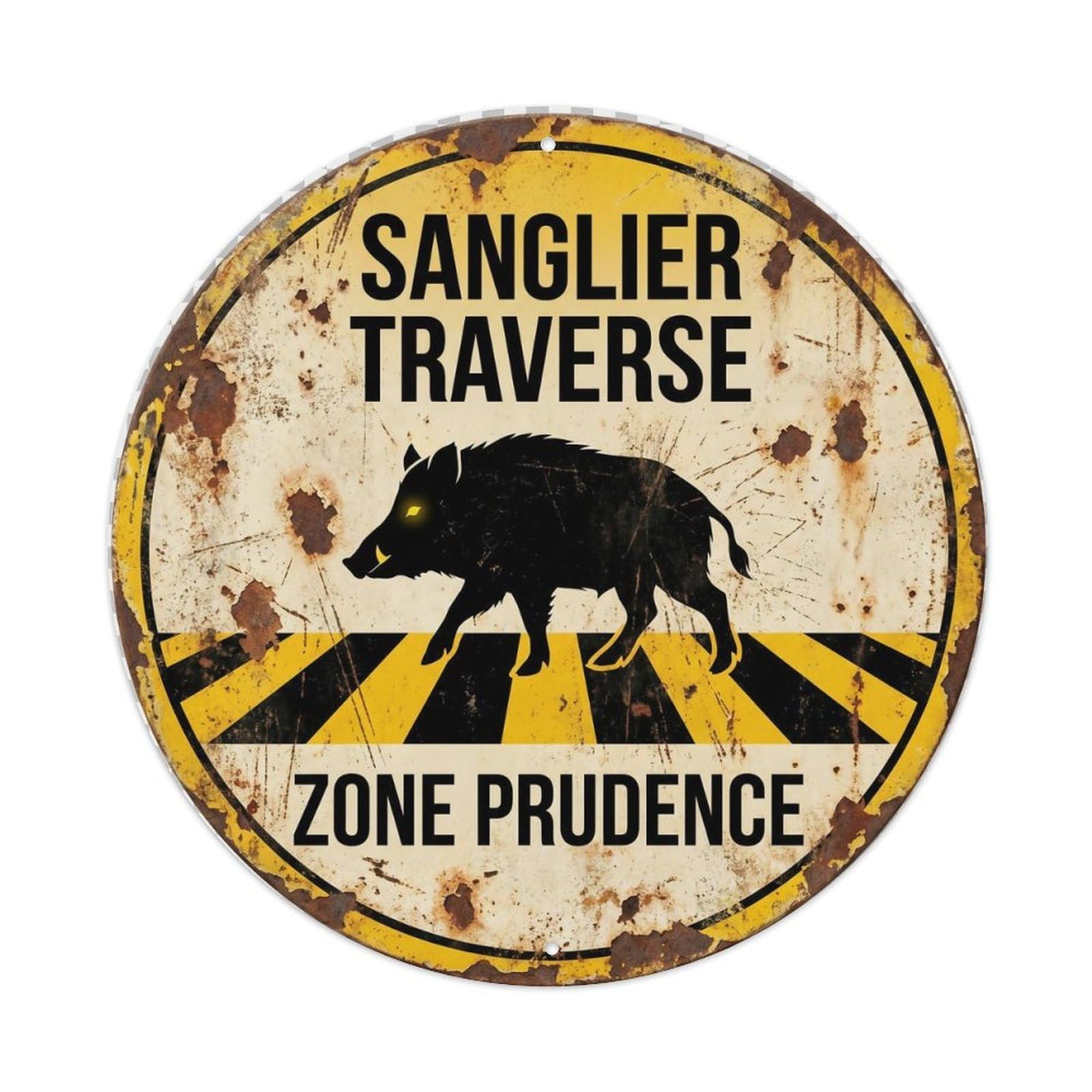 Boar Crossing Caution Zone Nostalgic Metal Tin Sign