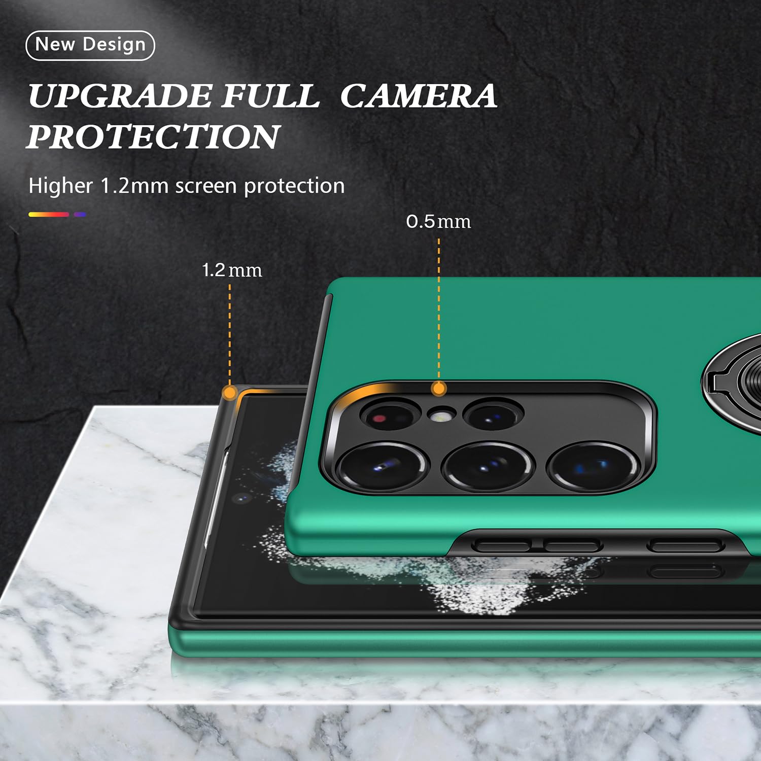 Funda para Galaxy S24 Ultra para Samsung S24 Ultra, de grado militar, a prueba de golpes, soporte de anillo integrado, soporte de coche, funda protectora resistente para Galaxy S24 Ultra (verde