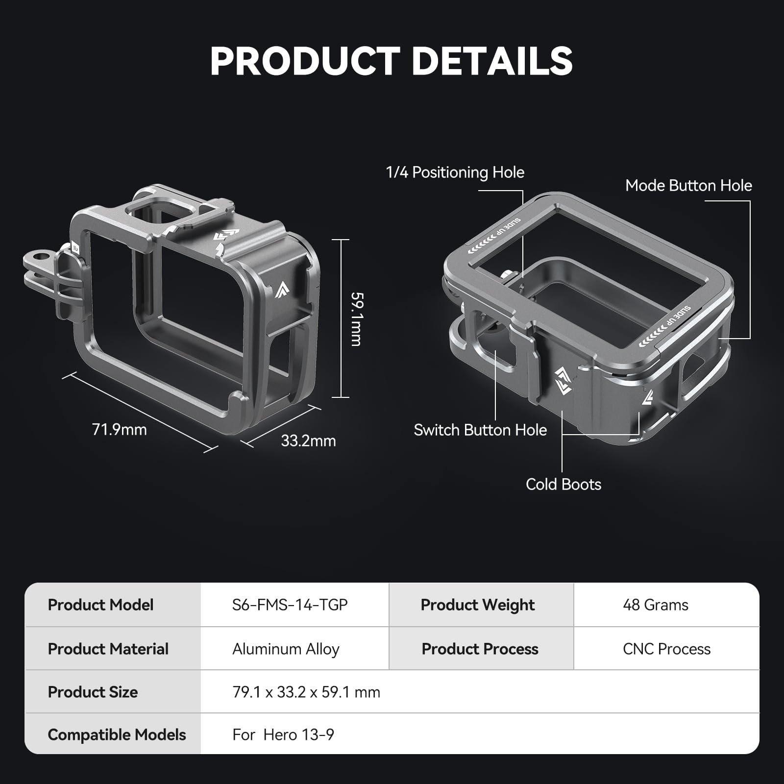 TELESIN Carcasa de aluminio de metal para cámara Go Pro 13, 12, 11, 10, 9, carcasa con filtro de objetivo ND/CPL, jaula protectora con 2 soportes para zapatos fríos para accesorios de cámara