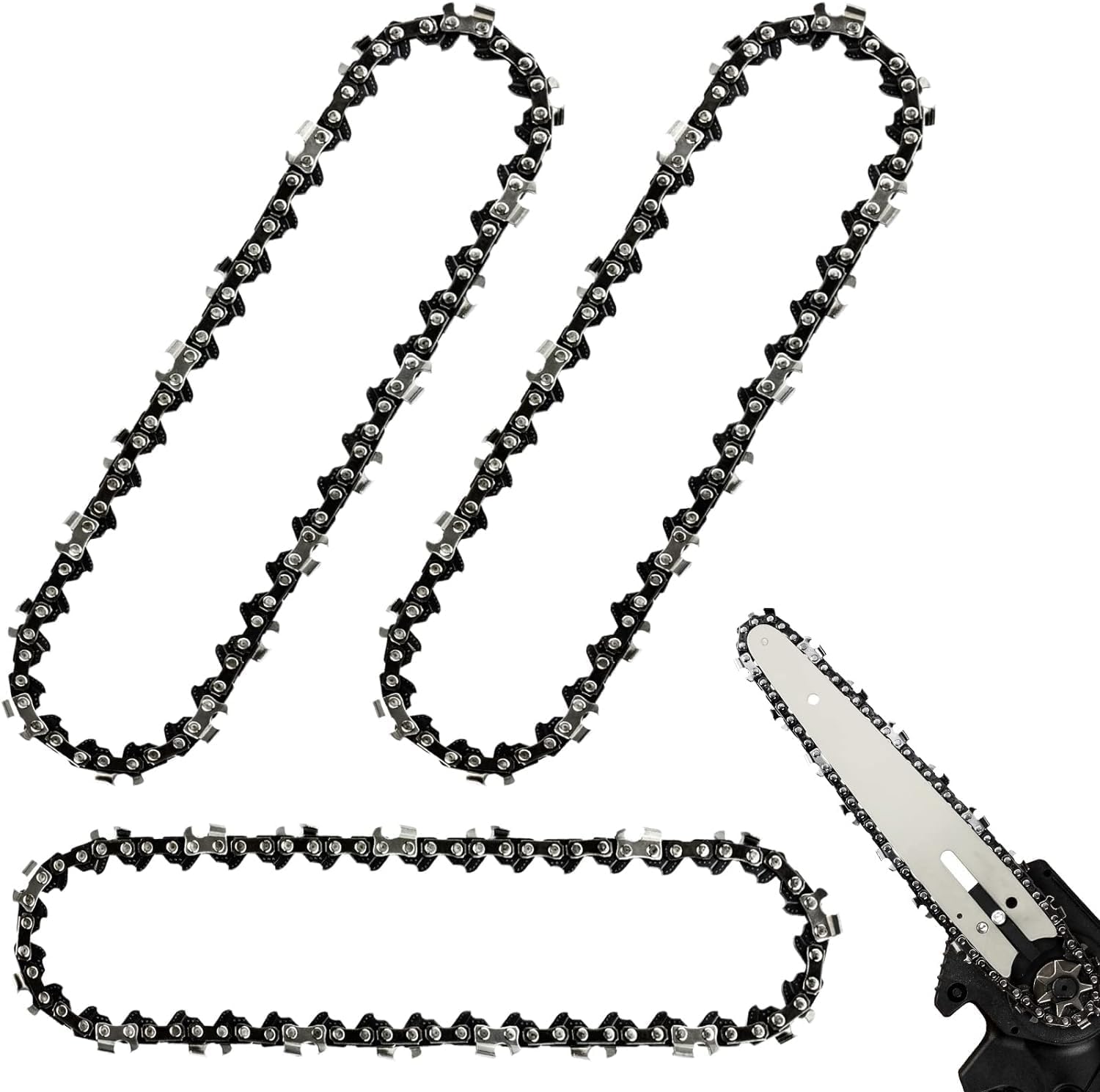 YAGZON 3 Pcs Chain Saw Chain, 6 Inch Mini Chainsaw Chain Replacement, Replacement Portable Saw Chain, 37 knots and 18 knives, Chainsaw Chain for Pruning Shears and Wood Cutting