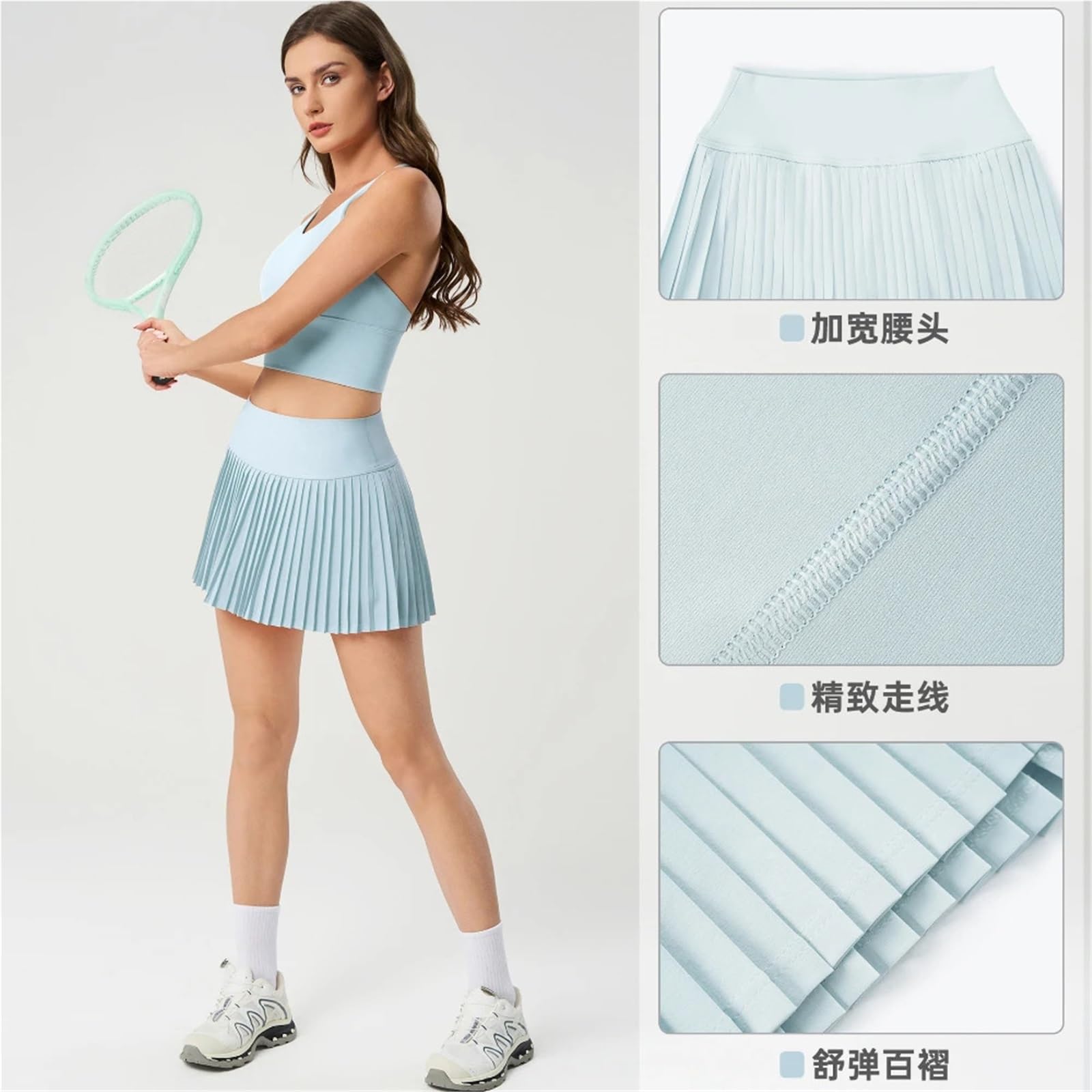 Mallas Cintura Alta Mujer, Faldas pantalón Tenis, Cortos Yoga, Plisadas, Lisas, con Bolsillos, Deportivas Falda Tenis Mujer